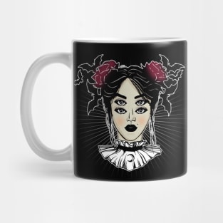 Funny portrait of a girl in tattoo style Mug